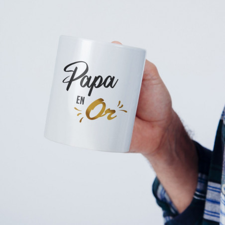 Mug papa en or. Cadeau papa, anniversaire, fête des pères...