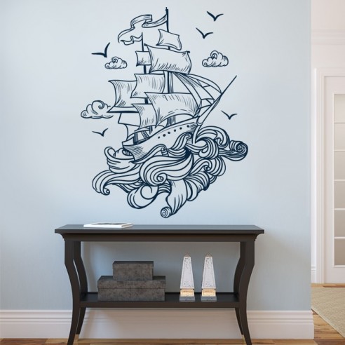 stickers bateau en mer
