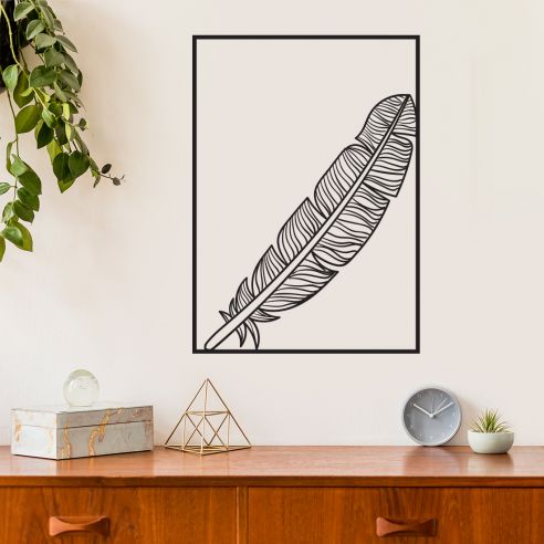 Sticker mural plume encadrée