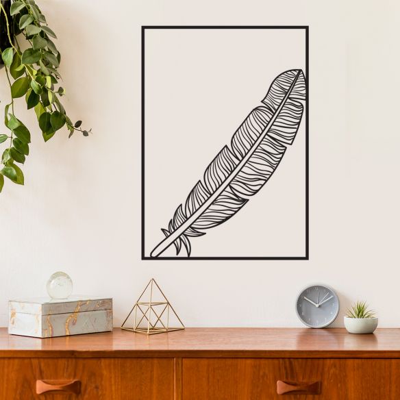 Sticker mural plume encadrée