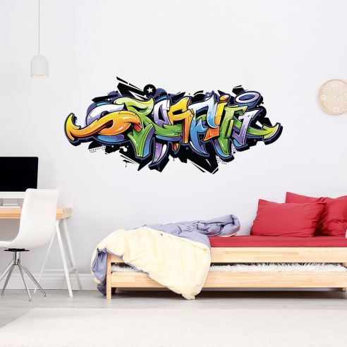 Stickers graffiti. Décoration murale chambre ado, déco street urbaine