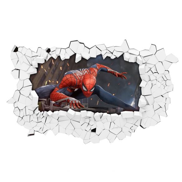 3d Breaking Wall Spiderman Super Heroes Autocollants muraux pour les  enfants Décoration de chambre