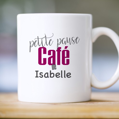 Mug petite pause café personnalisé avec prénom