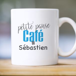 Mug petite pause café personnalisé avec prénom - Garçon