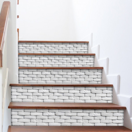 Kit 5 stickers simili brique blanche