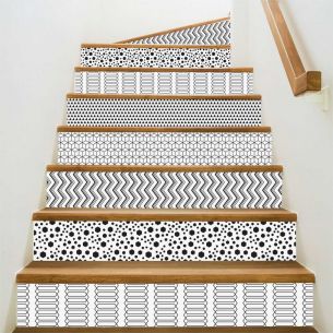 Kit 5 stickers motifs géométriques noir et blanc