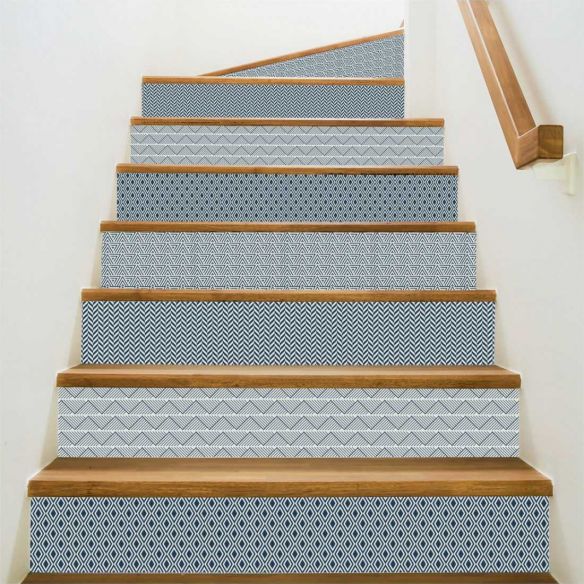 Kit 5 stickers motifs géométriques bleu marine