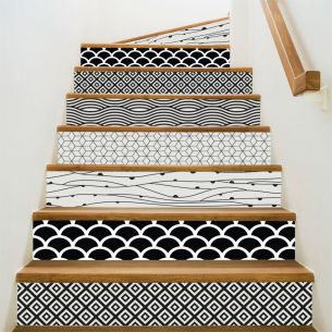 Kit 5 stickers motifs décoratifs contremarches d'escaliers