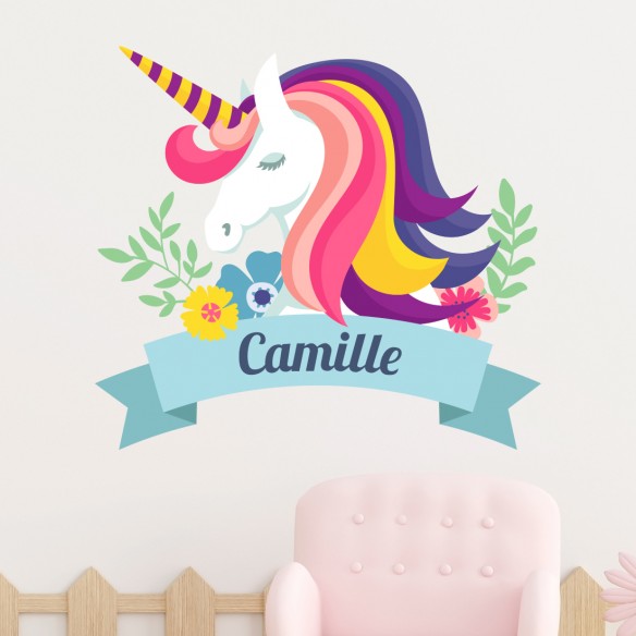 Sticker licorne avec prénom