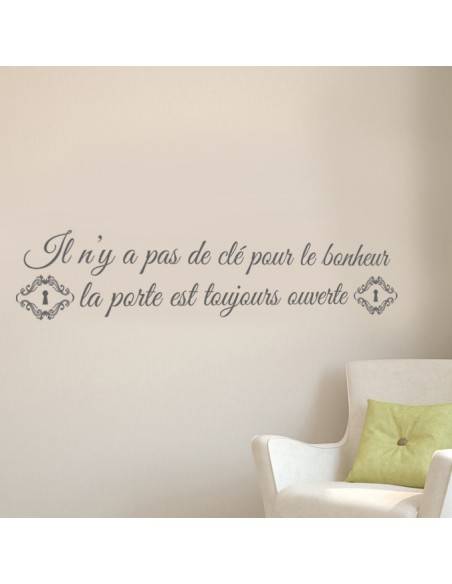 Stickers Citation Theme Bonheur Il N Y A Pas De Cle Pour Le Bonheur
