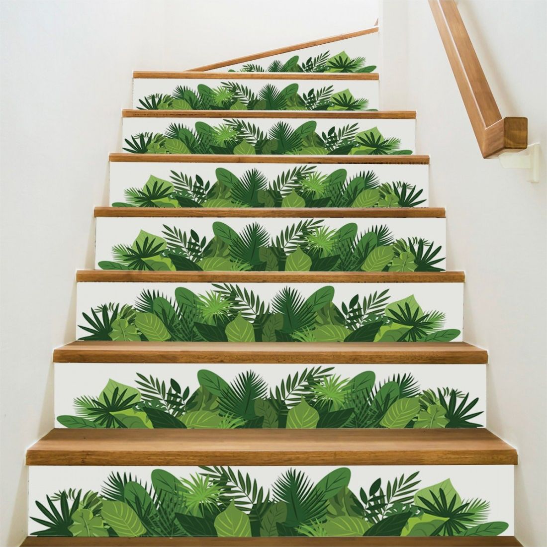Stickers déco feuillage jungle contremarches escaliers