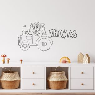 Sticker tracteur petit fermier avec prénom