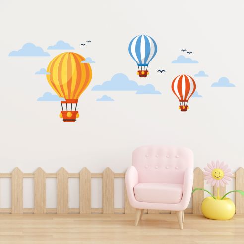 Sticker nuages et montgolfières