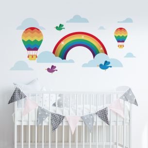 Sticker décor nuages arc-en-ciel