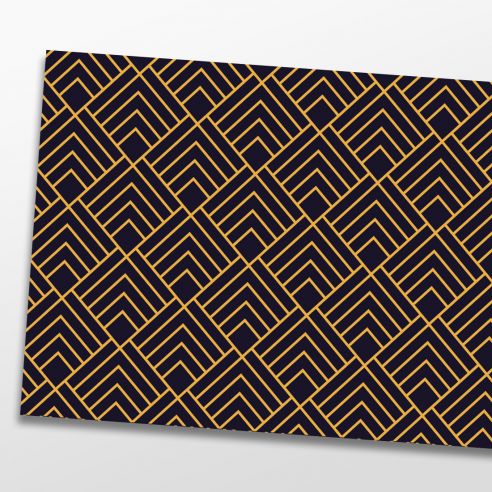 Kit 6 stickers motifs lignes géométriques dorés sur fond noir