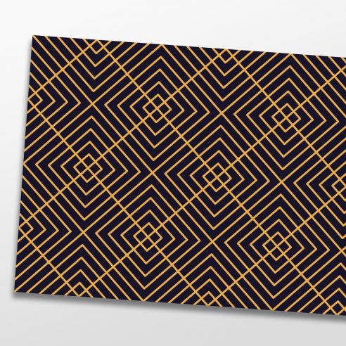 Kit 6 stickers motifs lignes géométriques dorés sur fond noir