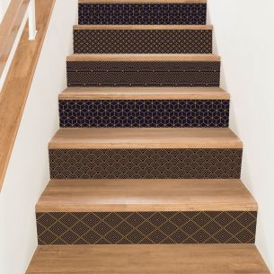 Kit 6 stickers motifs lignes géométriques dorés sur fond noir