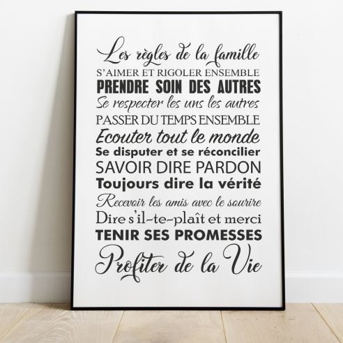 Affiche les règles de la famille