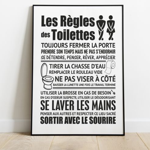 Affiche les règles des toilettes