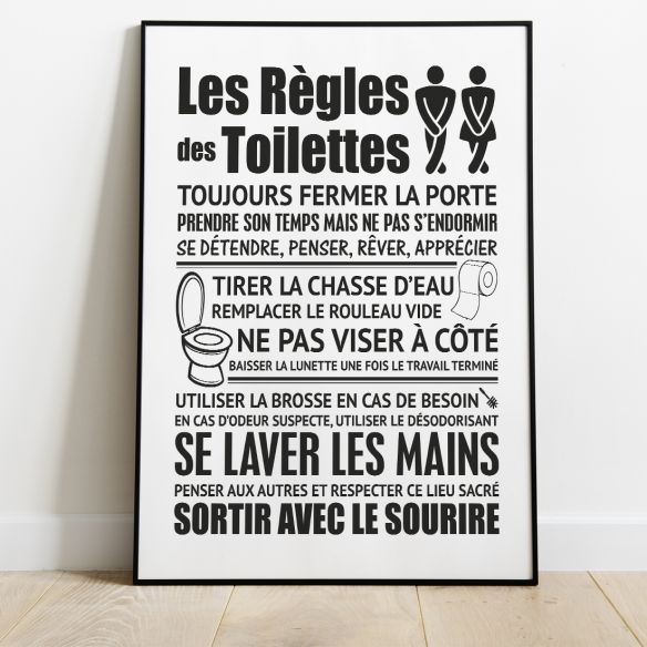 Affiche les règles des toilettes