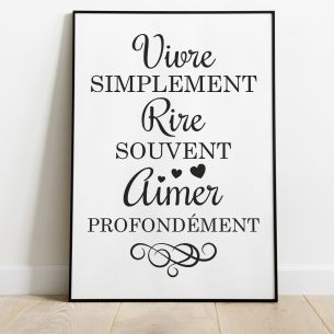 Vivre simplement rire souvent aimer profondément affiche 2
