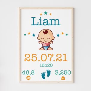 Affiche naissance garçon