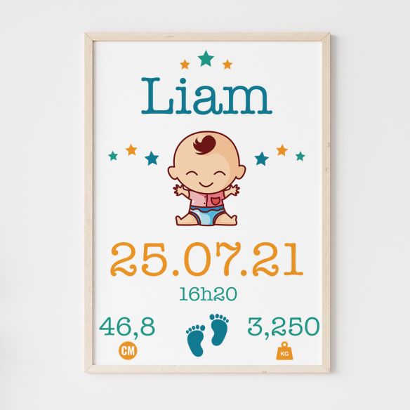 Affiche naissance garçon