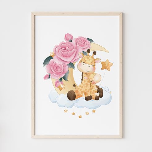 Poster girafe sur nuage