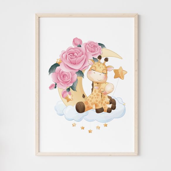 Poster girafe sur nuage