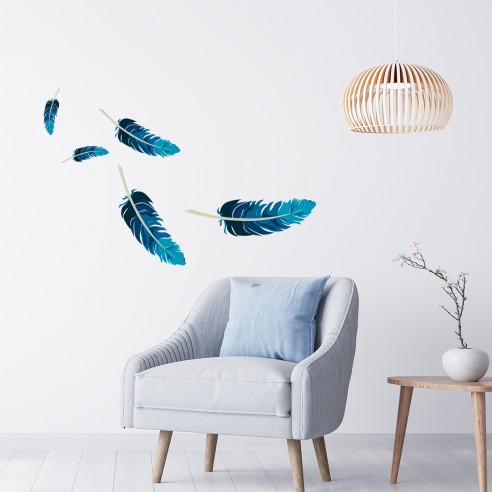 Kit stickers plumes bleues