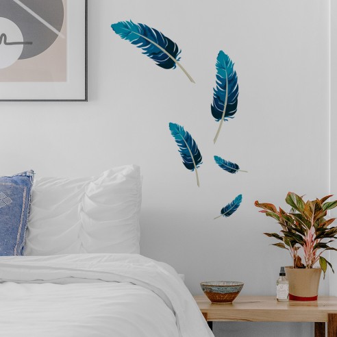 Kit stickers plumes bleues