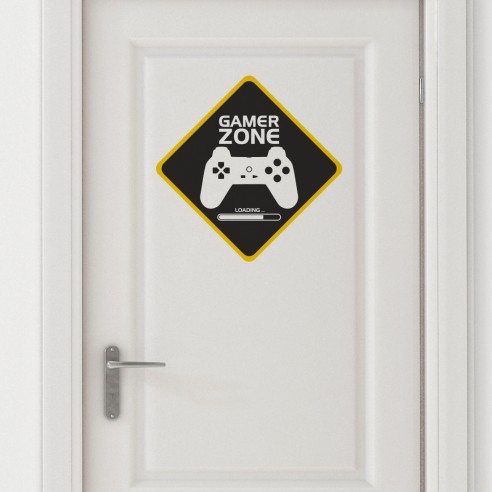 Stickers gamer zone. Panneau attention danger game zone. Stickers geek