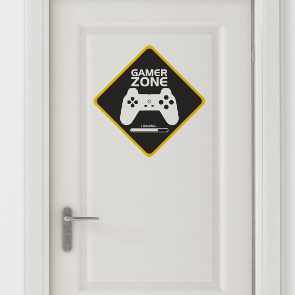 Sticker autocollant Gamer Zone, 100% Gamer - adhésif pour portes