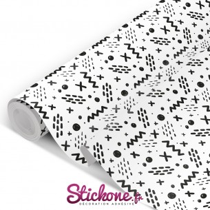 Film adhésif vinyle motifs design noir et blanc