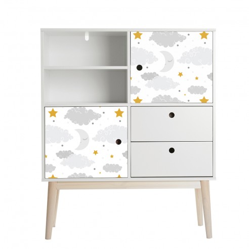 Film adhésif vinyle enfant nuages étoiles