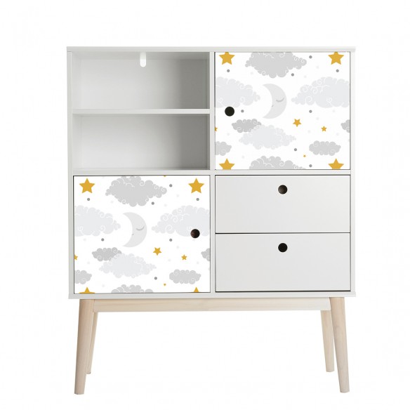 Film adhésif vinyle enfant nuages étoiles
