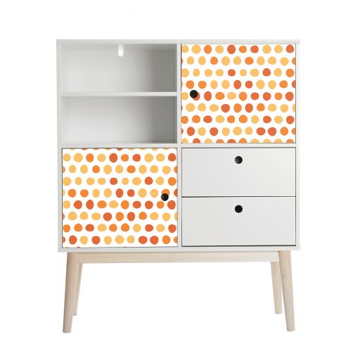 Film adhésif vinyle pois rouge orange