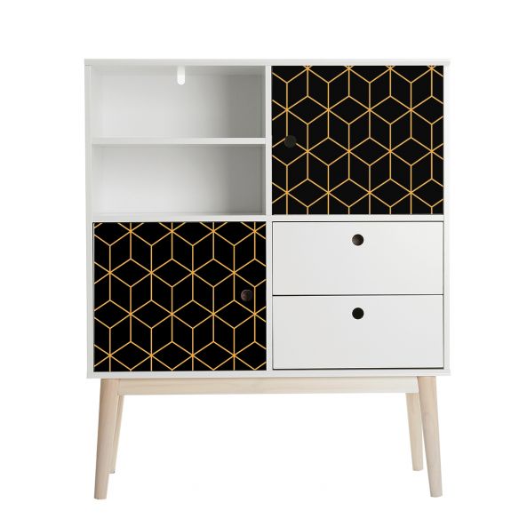 Film adhésif vinyle noir géométrique cube 3D