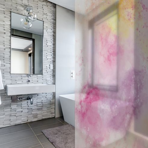 Adhésif dépoli coloré paroi de douche