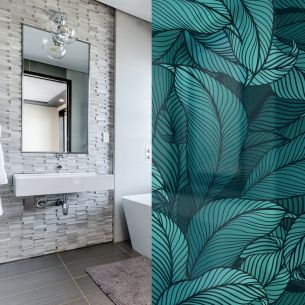Adhésif dépoli design feuilles