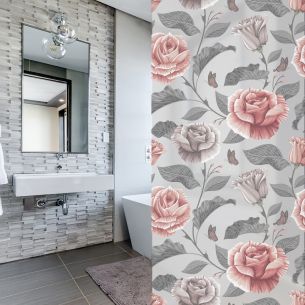 Adhésif dépoli fleurs roses 2