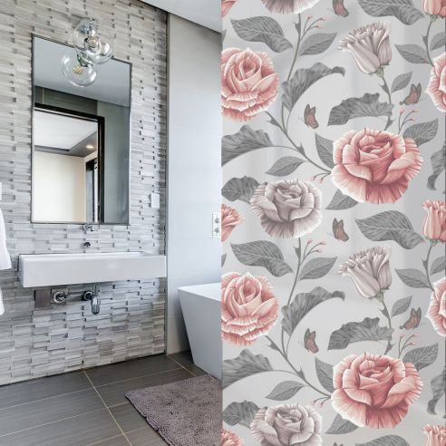 Adhésif dépoli fleurs roses