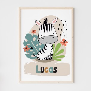 Poster zèbre personnalisé avec prénom