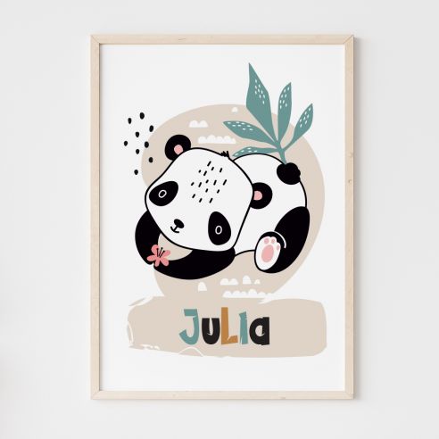 Affiche / Poster enfant bébé panda personnalisé avec prénom