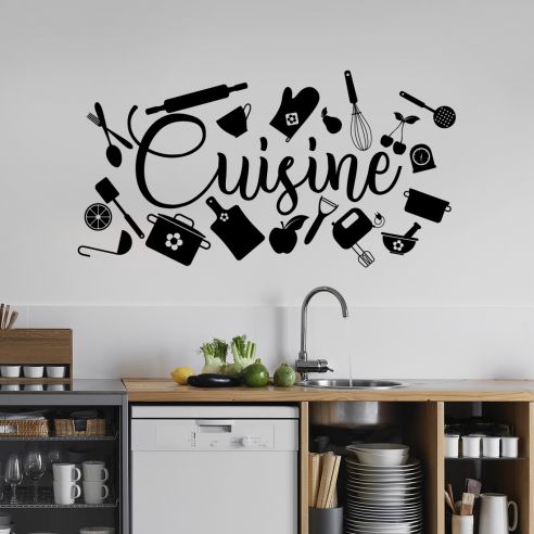 Sticker mural cuisine