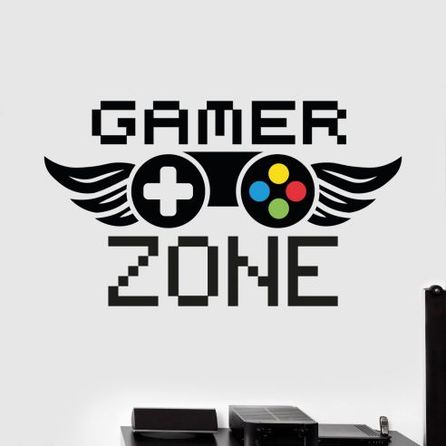 Sticker gamer zone. Stickers muraux gaming, jeux vidéo, geek