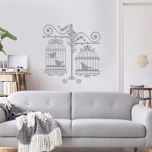Sticker double cages à oiseaux