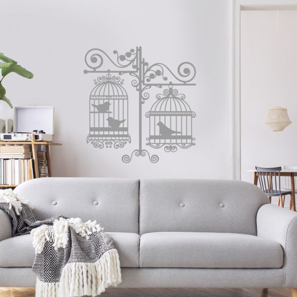 Sticker double cages à oiseaux