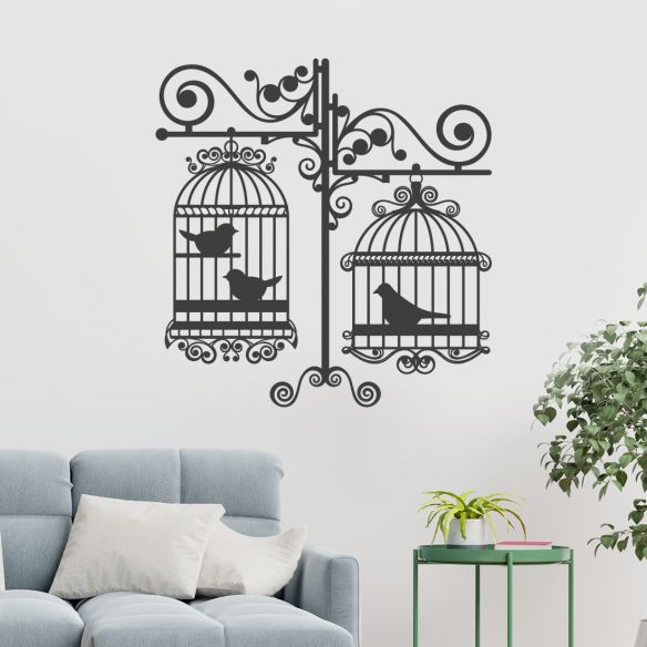 Sticker double cages à oiseaux