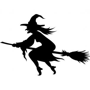 Stickers sorcière sur balai